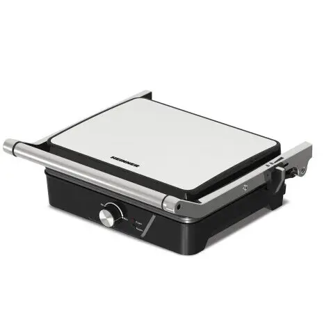HEINNER Grill electric Heinner HEG-K2000CP, termostat reglabil, tava pentru colectarea uleiului, 2000W, NegruAlb