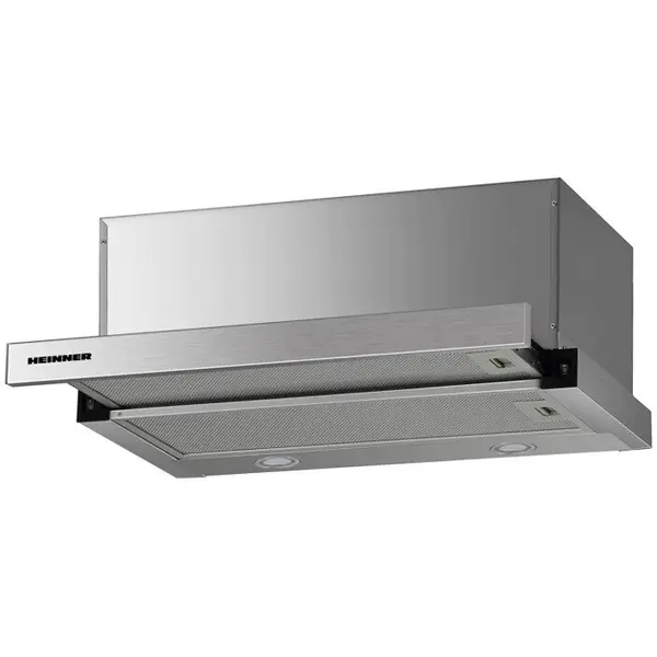 HEINNER Hota incorporabila telescopica Heinner HTCH-F660IX, Putere de absorbtie 611.79 m3/h, 1 motor, Iluminare LED, 59.5 cm, Inox