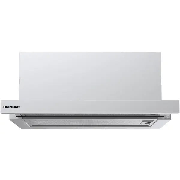 HEINNER Hota telescopica Heinner HTCH-MD600IX, 60cm, 630 m3/h, 2 trepte de viteza, motor: 1 x 215w, lumina led: 1 x 1.5w, 2 filtre aluminiu, diametru tub de evacuare: 150 mm, inox