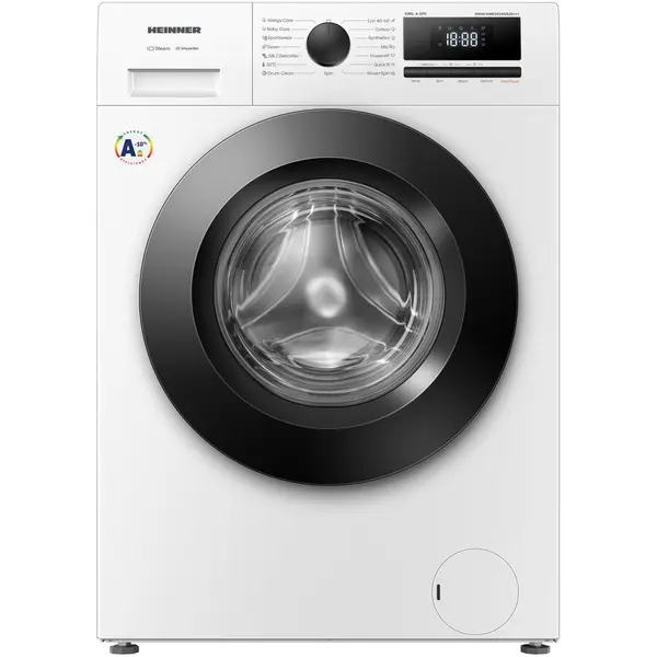 HEINNER Masina de spalat rufe HEINNER HWM-HME1014IVA10+++, 10 KG, 1400 RPM, Clasa A-10%, MOTOR INVERTER, Display digital, Program Allergy steam, Alb