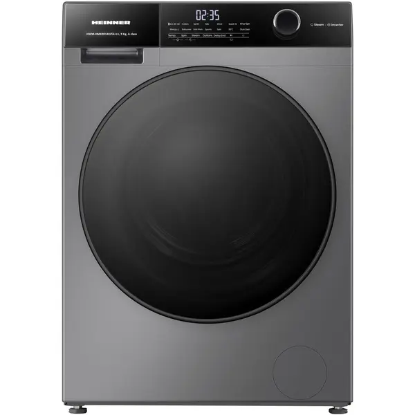 HEINNER Masina de spalat rufe Heinner HWM-HMK9014IVTA+++, 9 KG, 1400 RPM, Clasa A, Motor inverter, Control touch, Display digital, Program Allergy steam, Gri titanium