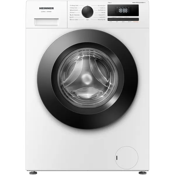 HEINNER Masina de spalat rufe slim Heinner HWM-HME7012IVSMA+++, 7 kg, 1200 rpm, Clasa A, Motor inverter, 15 Programe, Display digital, Program allergy steam, Blocare acces copii, Alb