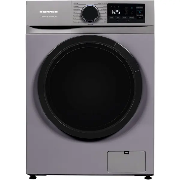 HEINNER Masina de spalat rufe slim Heinner HWM-M814IVNSA+++, 8 kg, 1400 rpm, Clasa A, Motor inverter, Display digital, Blocare acces copii, Prespalare, Functie igenizare cuva, Argintiu