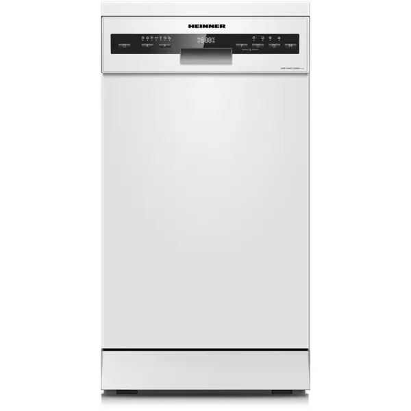 HEINNER Masina de spalat vase Heinner HDW-FSM45710AWD+++, 110 seturi, 7 programe, Auto-Door opening, Control electronic, Display LED, Aquastop, Clasa D, 45 cm, Alb
