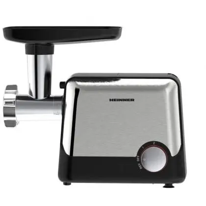 HEINNER Masina de tocat Heinner HMG-2100BKS3, 2100W, 1.8 kg/min, accesoriu rosii, accesorii kibbe si carnati, cutit inox, 2 site metalica, Negru-Inox