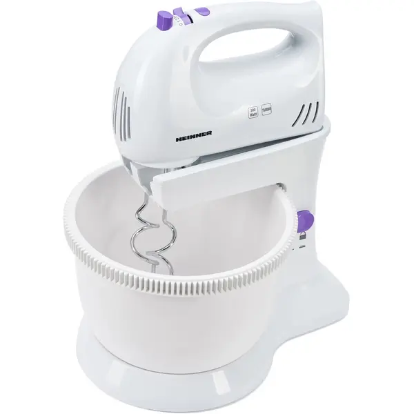 HEINNER Mixer cu bol Heinner Charm, 300W, 5 viteze + turbo, Alb/Mov