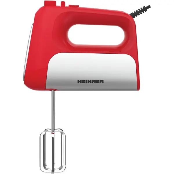 HEINNER Mixer de mana Heinner HM-DC500RD, 500w, motor dc, 6 viteze + turbo, Rosu cu decoratiuni inox