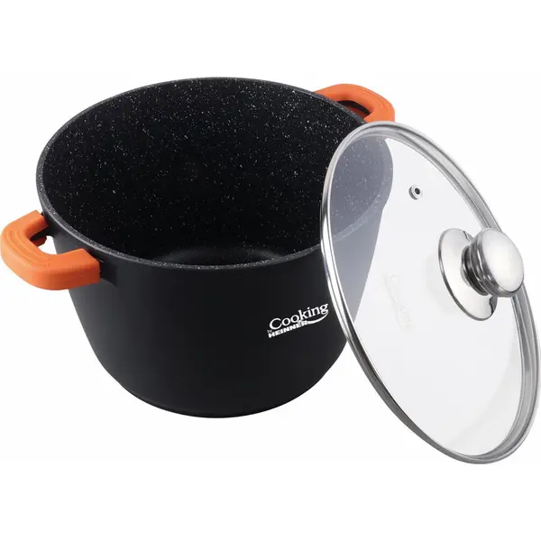 HEINNER Oala cu capac Heinner, 24 cm x 16.5 cm, 6.3 L, aluminiu turnat, Negru