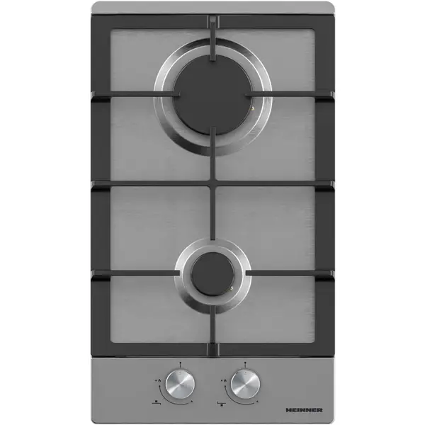 HEINNER Plita incorporabila Heinner HBH-M302FIX, Gaz, 2 arzatoare, Gratar fonta, Aprindere electrica, Dispozitiv de siguranta, 30 cm, Inox
