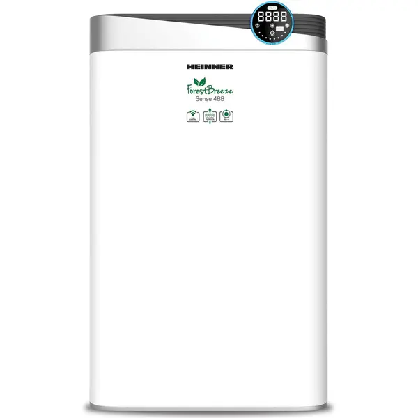 HEINNER Purificator de aer Heinner HPA-488WIFI, CADR 488m³/h, 34~58m ², Control tactil cu display, Control WIFI, Telecomanda, Filtru HEPA H11, Generator ioni negativi, Senzor PM 2.5, Alb