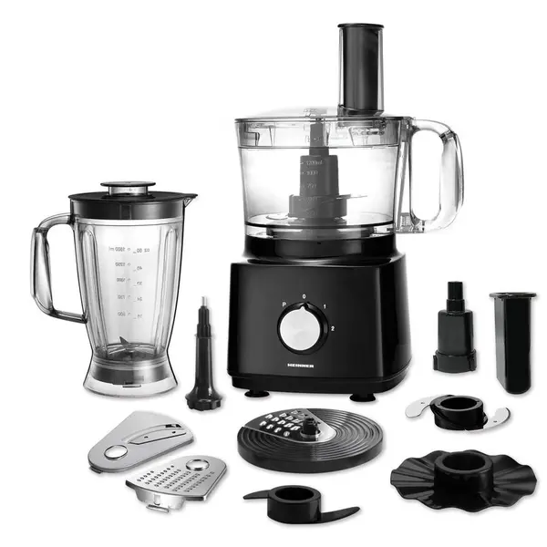 HEINNER Robot de bucatarie Heinner HFP-750BK, 750 W, Bol 1.2 l, Blender 1.8 L, Disc feliere, Maruntire, Negru
