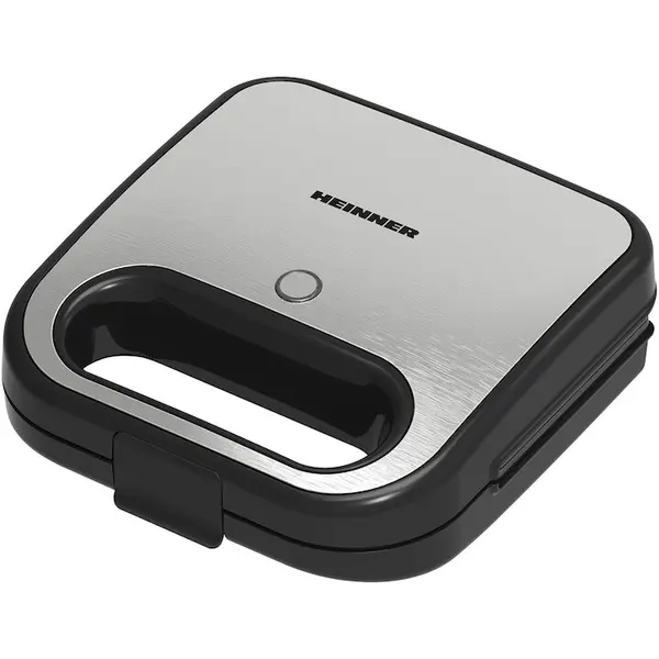 HEINNER Sandwich maker HEINNER SILVERSTONE SM-K750FGSL, 750w, capacitate: 2 sandwich-uri, placi antiadezive fixe tip grill, silver