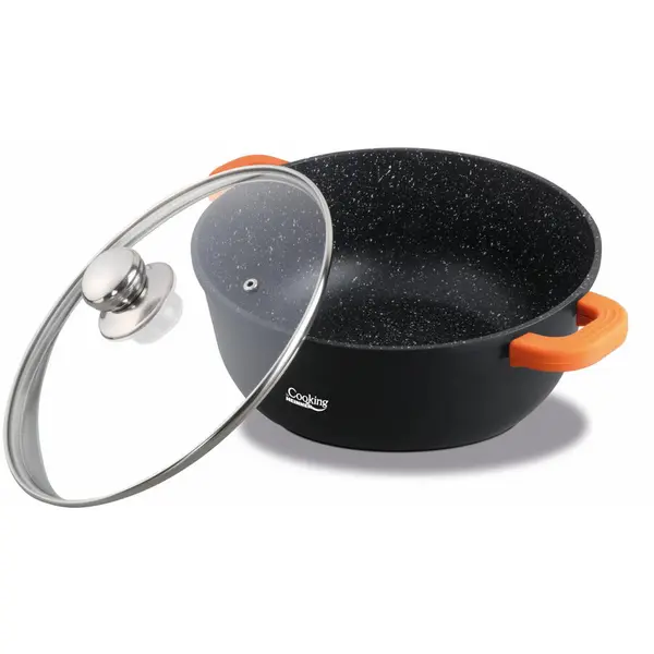 HEINNER Semioala aluminiu turnat +capac , 24 cm x 11.5 cm , 4.4 L, Negru