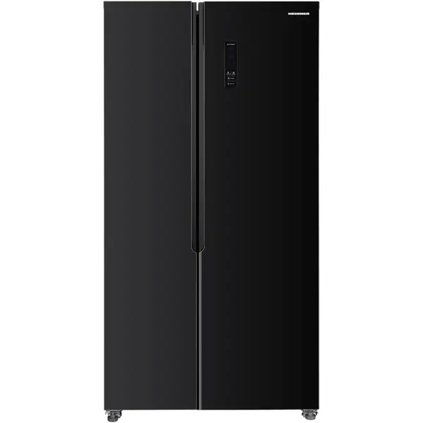 HEINNER Side by side Heinner HSBS-HM422NFGBKE++, 442 l, No Frost, Clasa E, Display, Smart, H 176.5 cm, Sticla neagra