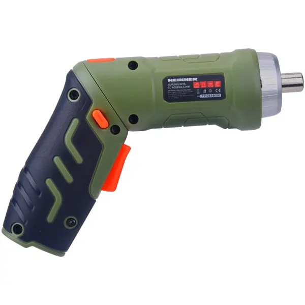 HEINNER Surubelnita pe acumulator Heinner SSA111, 4 V, 250 RPM, 3 Nm, cablu USB, 9 biti 25 mm, prelungitor biti, suport biti