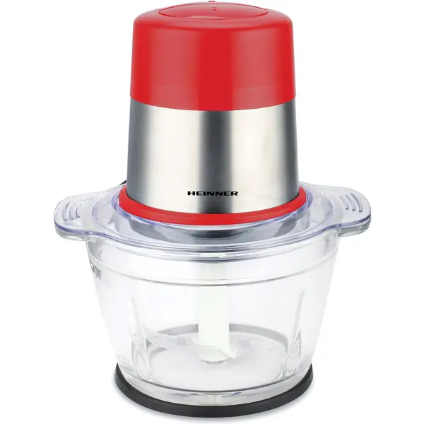 HEINNER Tocator de legume Heinner Cayenne 1 HMC-D300RD, 300W, capacitate 1 L, bol din sticla, lame din inox, 2 viteze, Rosu