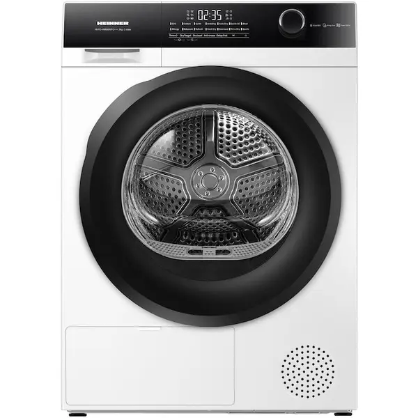 HEINNER Uscator de rufe cu pompa de caldura Heinner HHPD-HMK80IVFC+++, 8 kg, Clasa C, 14 programe, Motor inverter, Control touch, Lumina cuva, Program rapid 30 min, Program baby care, Program lana, Program eco, Suport incaltaminte, Blocare acces copii, A