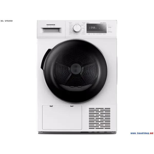HEINNER Uscator de rufe cu pompa de caldura Heinner HHPD-M8G3A++, 8 kg, Clasa A++, 14 programe uscare, Display LED, Start Intarziat, Anti-Sifonare, Selector nivel uscare, Alb