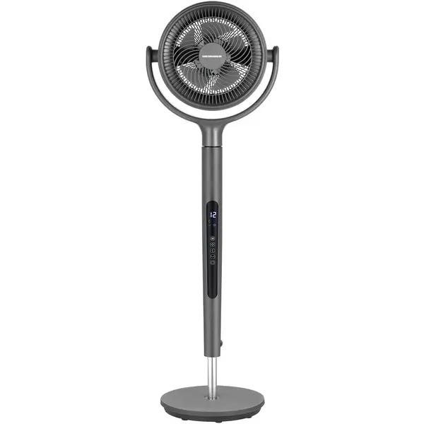 HEINNER Ventilator cu picior Heinner HSF-MAT24DC-GY, 24W, compartiment aromaterapie, 5 palete, Turbo, 12 trepte viteza, motor DC, timer, display LED, control tactil, telecomanda, 3 moduri, oscilare stanga-dreapta, oscilare sus-jos, inaltime 112 cm, gri
