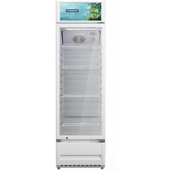 HEINNER Vitrina frigorifica Heinner HSC-M265WHB, 265 l, clasa B, 306 sticle (330 ml), Racire cu ventilator, Caseta luminoasa, Lumina LED, 4 rafturi, H 184.9, Alb