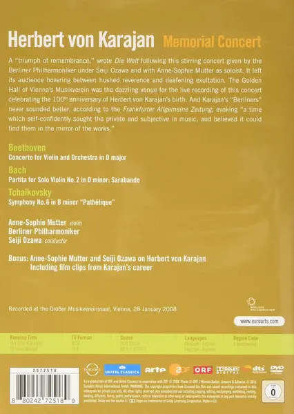 Herbert von Karajan Memorial Concert (DVD) | Berliner Philharmoniker, Anne-Sophie Mutter, Seiji Ozawa