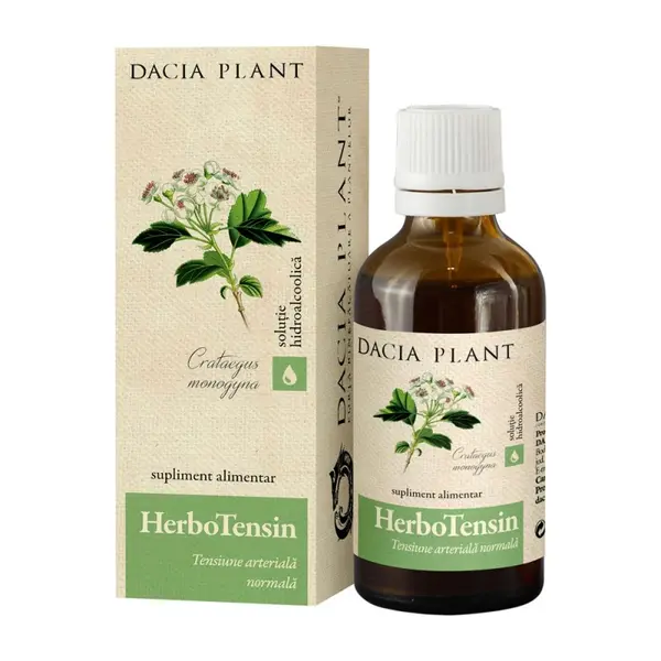 HerboTensin Tinctura, pentru Reglarea Tensiunii, 50 ml, Dacia Plant