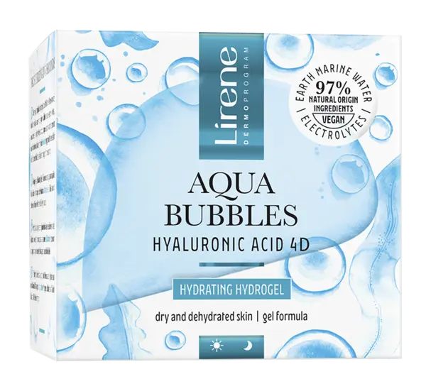 Hidro-gel facial hidratant cu acid hialuronic Aqua Bubbles, 50ml, Lirene