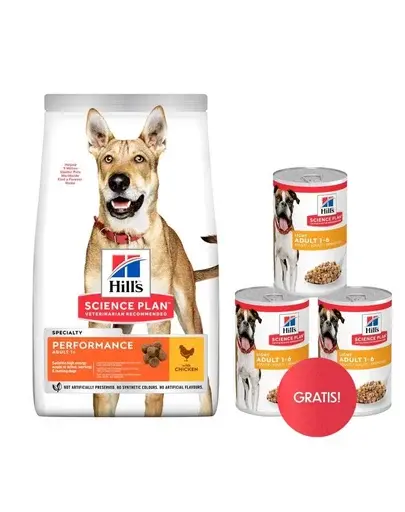 HILL'S Canine Adult 1+ Performance pui 14 kg hrană câini activi + 3 conserve GRATIS