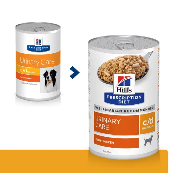HILL'S Prescription Diet c/d, Pui, dietă veterinară câini, conservă hrană umedă, sistem urinar, 370g