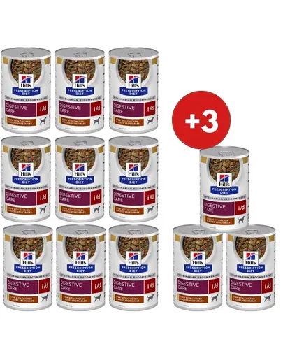 HILL'S Prescription Diet Canine i/d Digestive Care Stew 9+3 CADOU hrană dietetică câini, cu pui și legume, pentru afecțiuni digestive