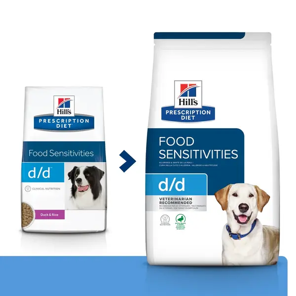 HILL'S Prescription Diet d/d Food Sensitivities, Rață cu Orez, dietă veterinară câini, hrană uscată, sensibilități digestive HILL'S Prescription Diet d/d Food Sensitivities, Rață cu Orez, dietă veterinară câini, hrană uscată, piele si blana, sistem dige