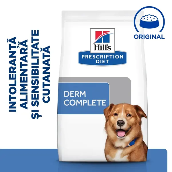 HILL'S Prescription Diet Derm Complete, dietă veterinară câini, hrană uscată, afecțiuni dermatologice HILL'S Prescription Diet Derm Complete, dietă veterinară câini, hrană uscată,piele & blana, 12kg