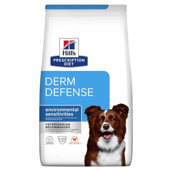HILL'S Prescription Diet Derm Defense, Pui, dietă veterinară câini, hrană uscată, afecțiuni dermatologice HILL'S Prescription Diet Derm Defense, Pui, dietă veterinară câini, hrană uscată, piele & blana, 4kg