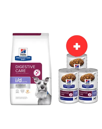 HILL'S Prescription Diet Digestive Care i/d ActivBiome Canine Low Fat 12 kg + 3 x 360g hrana caini GRATIS
