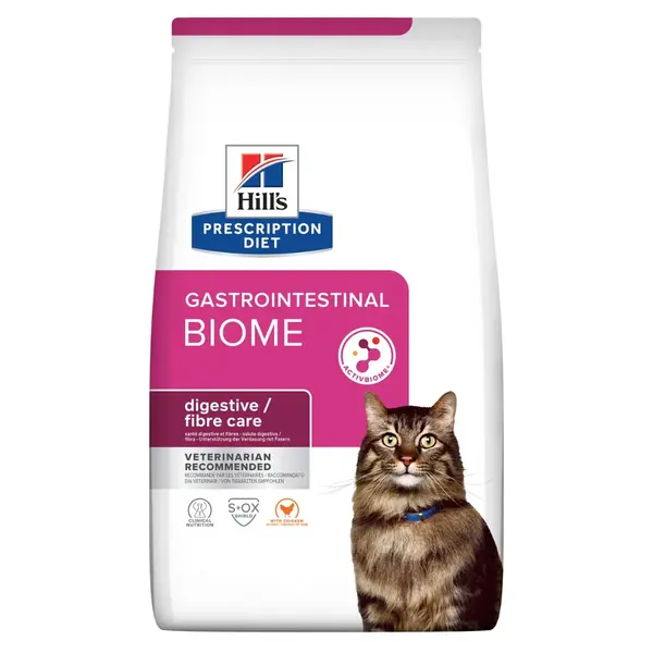 HILL'S Prescription Diet Gastrointestinal Biome, Pui, dietă veterinară, hrană uscată pisici, sistem digestiv, 3kg