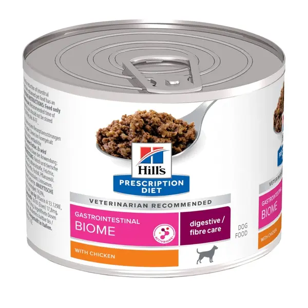 HILL'S Prescription Diet Gastrointestinal Biome, XS-XL, Pui, dietă veterinară, conservă hrană umedă câini, sistem digestiv, (pate), 200g
