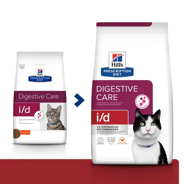 HILL'S Prescription Diet i/d Sensitive Digestive Care, Pui, dietă veterinară pisici, hrană uscată, sensibilități digestive HILL'S Prescription Diet i/d Sensitive Digestive Care, Pui, dietă veterinară pisici, hrană uscată, sistem digestiv, 3kg