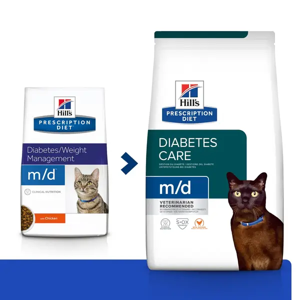 HILL'S Prescription Diet m/d Diabetes Care, Pui, dietă veterinară pisici, hrană uscată, afecțiuni metabolice (diabet) HILL'S Prescription Diet m/d Diabetes Care, Pui, dietă veterinară pisici, hrană uscată, metabolism (obezitate si diabet), 1.5kg