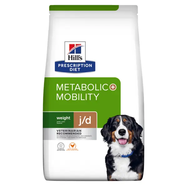 HILL'S Prescription Diet Metabolic + Mobility, Pui, dietă veterinară câini, hrană uscată, afecțiuni metabolice (obezitate) și afecțiuni articulare HILL'S Prescription Diet Metabolic + Mobility, Pui, dietă veterinară câini, hrană uscată, metabolism (obezi