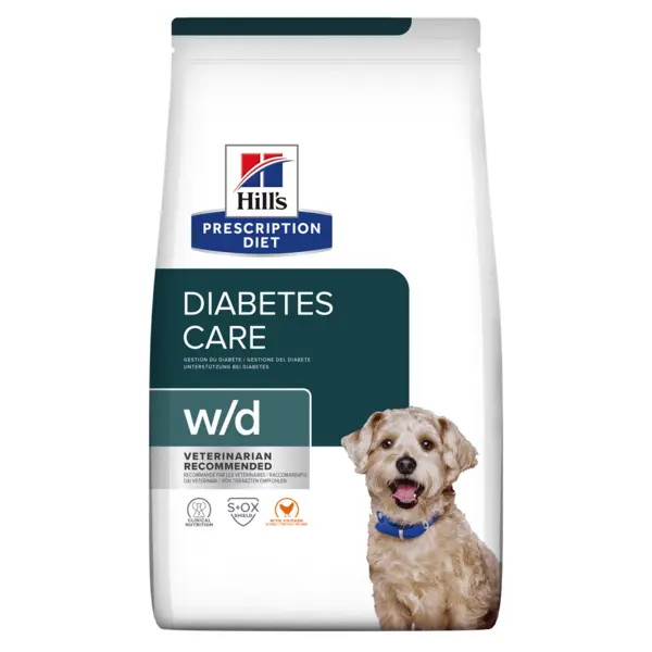 HILL'S Prescription Diet w/d Diabetes Care, Pui, dietă veterinară câini, hrană uscată, afecțiuni metabolice (diabet) HILL'S Prescription Diet w/d Diabetes Care, Pui, dietă veterinară câini, hrană uscată, metabolism ( obezitate si diabet), 10kg