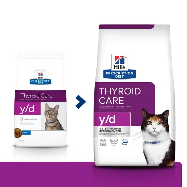 HILL'S Prescription Diet y/d Thyroid Care, dietă veterinară pisici, hrană uscată, afecțiuni tiroidiene HILL'S Prescription Diet y/d Thyroid Care, dietă veterinară pisici, hrană uscată, metabolism ( obezitate si diabet), 1.5kg