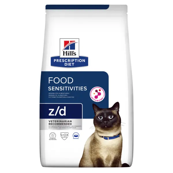 HILL'S Prescription Diet z/d Food Sensitivities, dietă veterinară pisici, hrană uscată, afecțiuni dermatologice și digestive HILL'S Prescription Diet z/d Food Sensitivities, dietă veterinară pisici, hrană uscată, piele & blana, sistem digestiv, 1.5kg