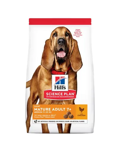 HILL'S Science Plan 7+ Dog Mature Light Medium Chicken 14 kg pentru câini seniori