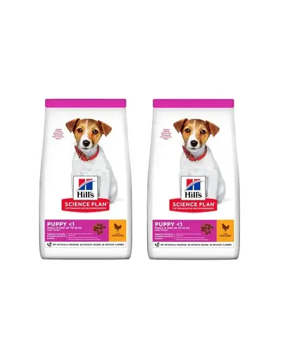 HILL'S Science Plan Canine Puppy Small&Mini Chicken 6 kg (2 x 3 kg) hrana uscata catei si femele gestante