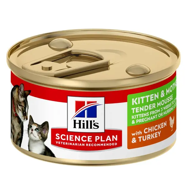 HILL'S Science Plan Kitten & Mother, Pui și Curcan, hrană umedă pisici junior, (mousse), 85g