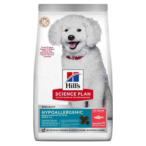 HILL'S Science Plan No Grain Hypoallergenic, XS-S, Somon, hrană uscată fără cereale câini, sistem digestiv, alergii, 1.5kg
