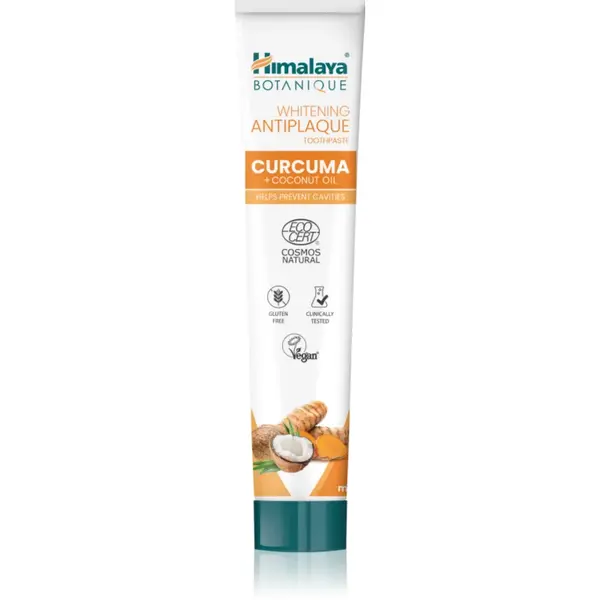 Himalaya Herbals Whitening Antiplaque Curcuma & Coconut Oil pasta de dinti anti-placa bacteriana si gingii sănătoase 75 ml