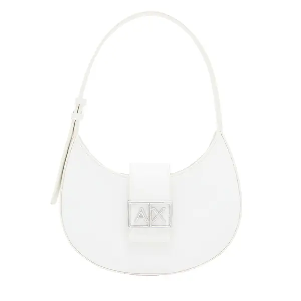 Hobo bag with logo buckle white