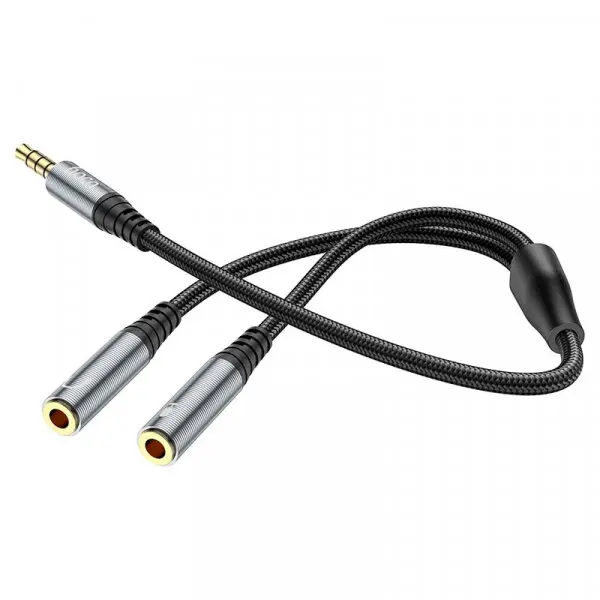 HOCO Adaptor Audio 3.5mm - 2 x 3.5mm HOCO UPA21-2, 0.25m, Negru