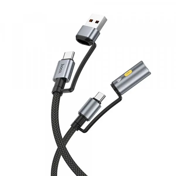 HOCO Cablu Date si Incarcare USB-C / USB-A - USB-C / Bricheta Electrica HOCO U138, 60W, 1.2m, Negru